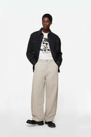 Washed Utility Wide-Leg Pants - Apricot