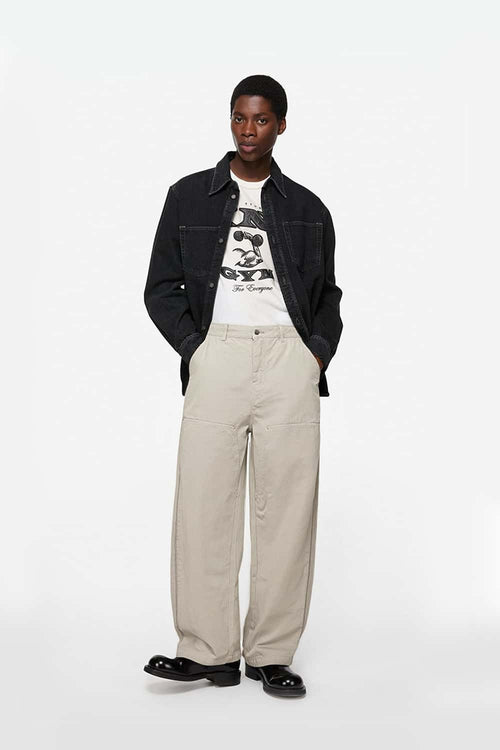 Washed Utility Wide-Leg Pants - Apricot