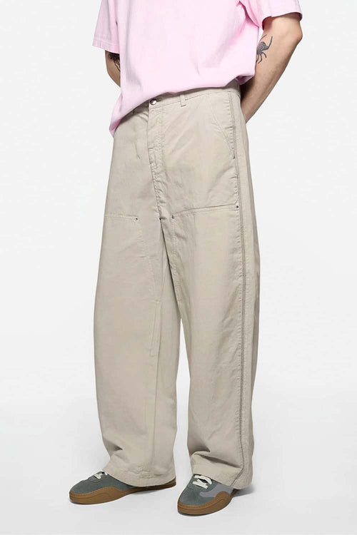 Washed Utility Wide-Leg Pants - Apricot