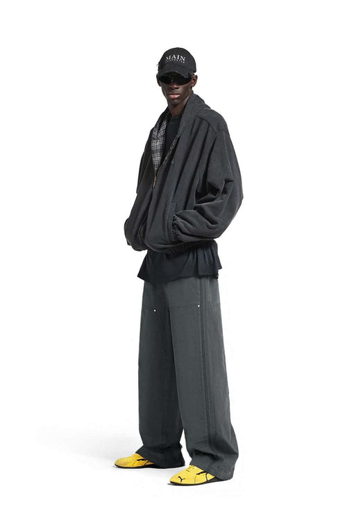 Washed Utility Wide-Leg Pants - Rock Gray