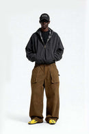 Utility Pocket Straight-Leg Pants - Khaki