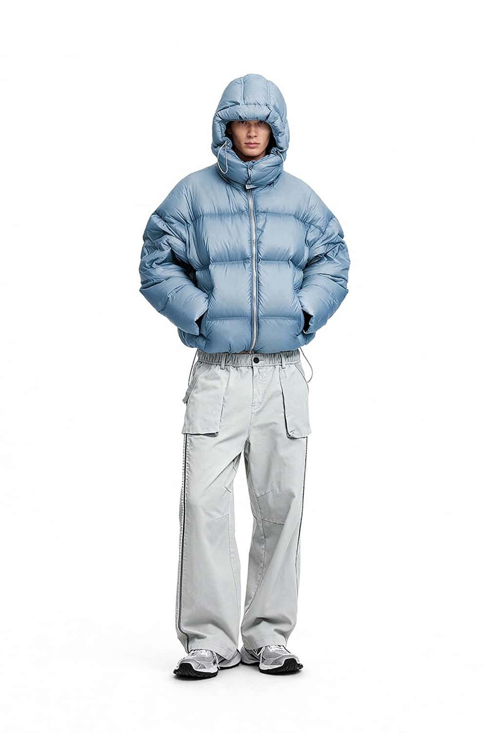 Utility Pocket Straight-Leg Pants - Light Gray