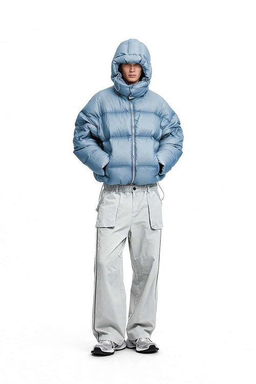 Utility Pocket Straight-Leg Pants - Light Gray
