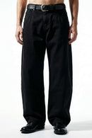 Curved-Leg Cotton Utility Pants - Black