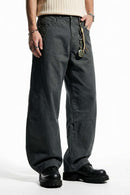 Curved-Leg Cotton Utility Pants - Rock Gray