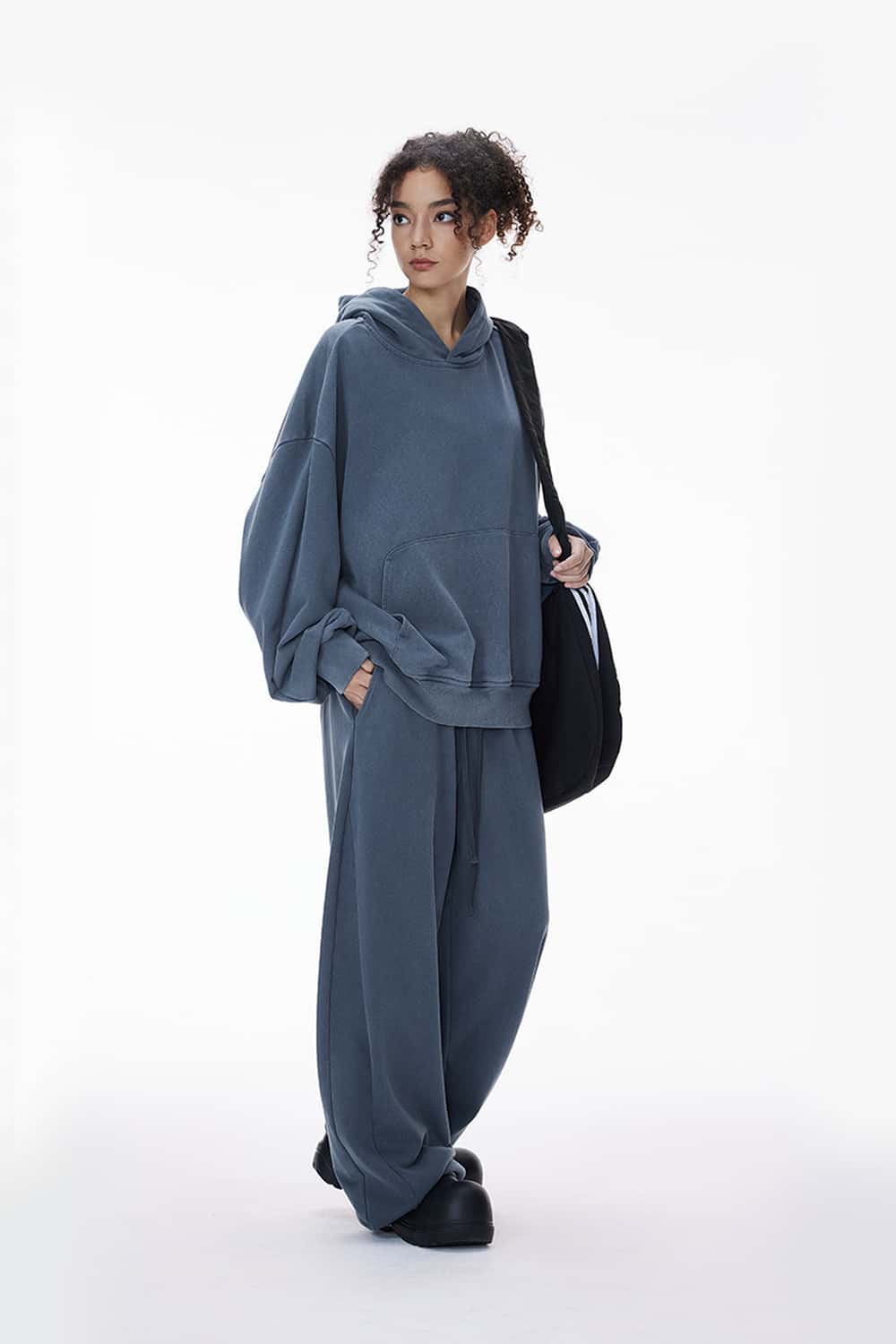 Washed Heavyweight Loose Hoodie - Baby Blue