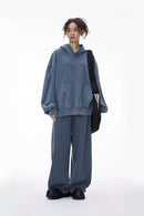 Washed Heavyweight Loose Hoodie - Baby Blue