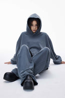 Washed Heavyweight Loose Hoodie - Baby Blue