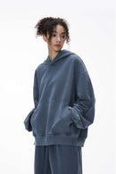 Washed Heavyweight Loose Hoodie - Baby Blue