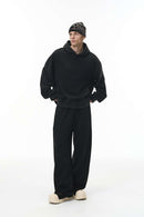 Washed Heavyweight Loose Hoodie - Black