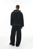 Washed Heavyweight Loose Hoodie - Black