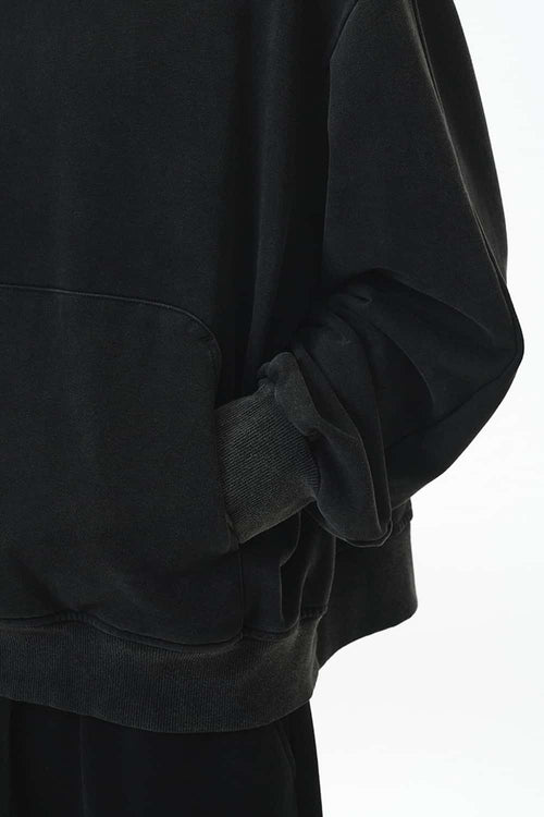 Washed Heavyweight Loose Hoodie - Black