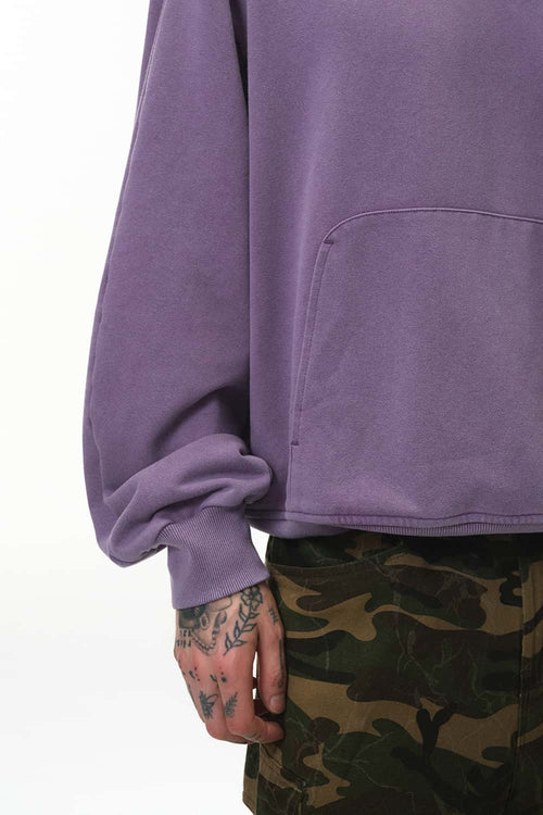 Washed Heavyweight Loose Hoodie - Light Purple