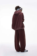 Washed Heavyweight Loose Hoodie - Red