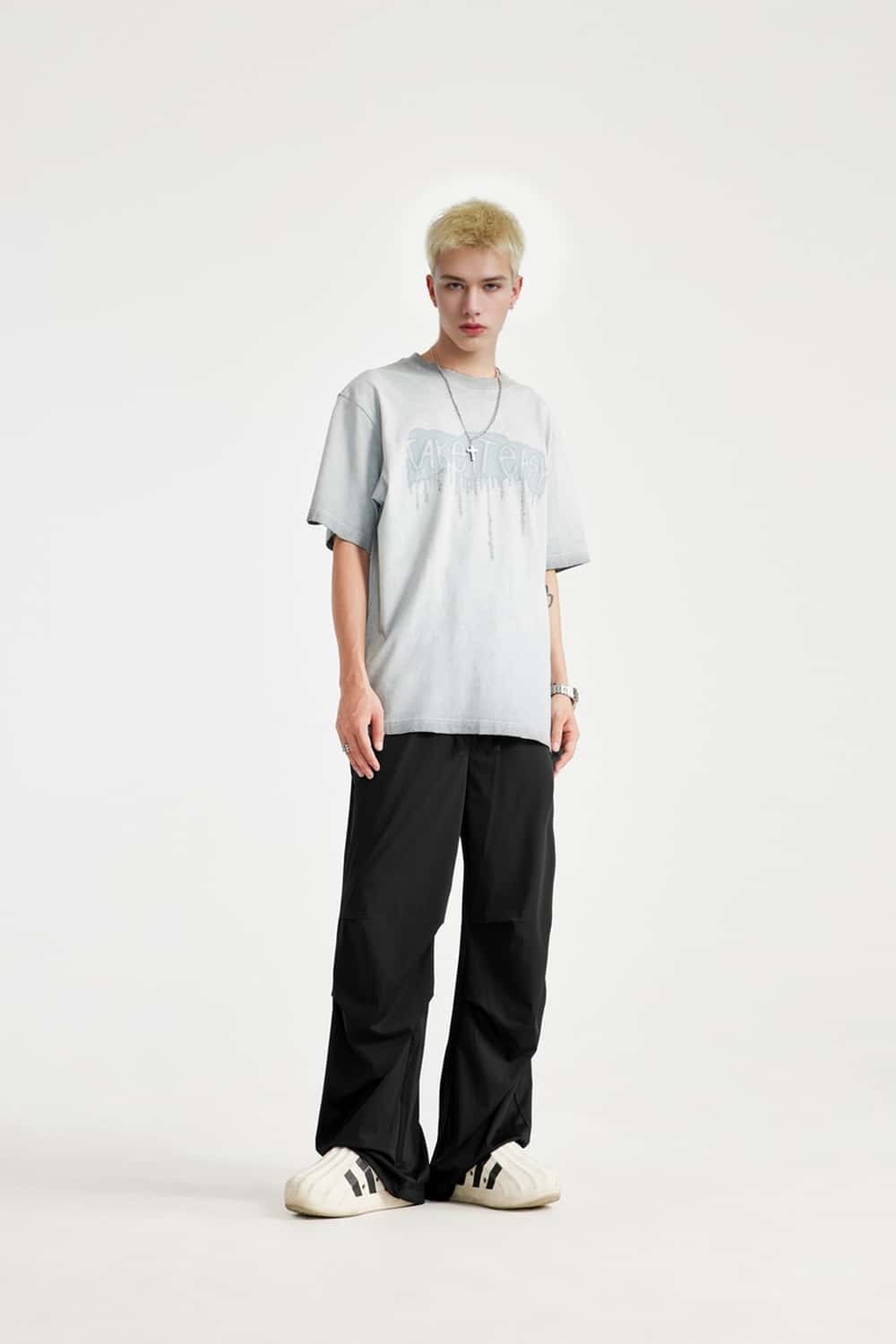 Cool-Touch Parachute Wide-Leg Pants - Black