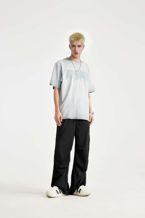 Cool-Touch Parachute Wide-Leg Pants - Black