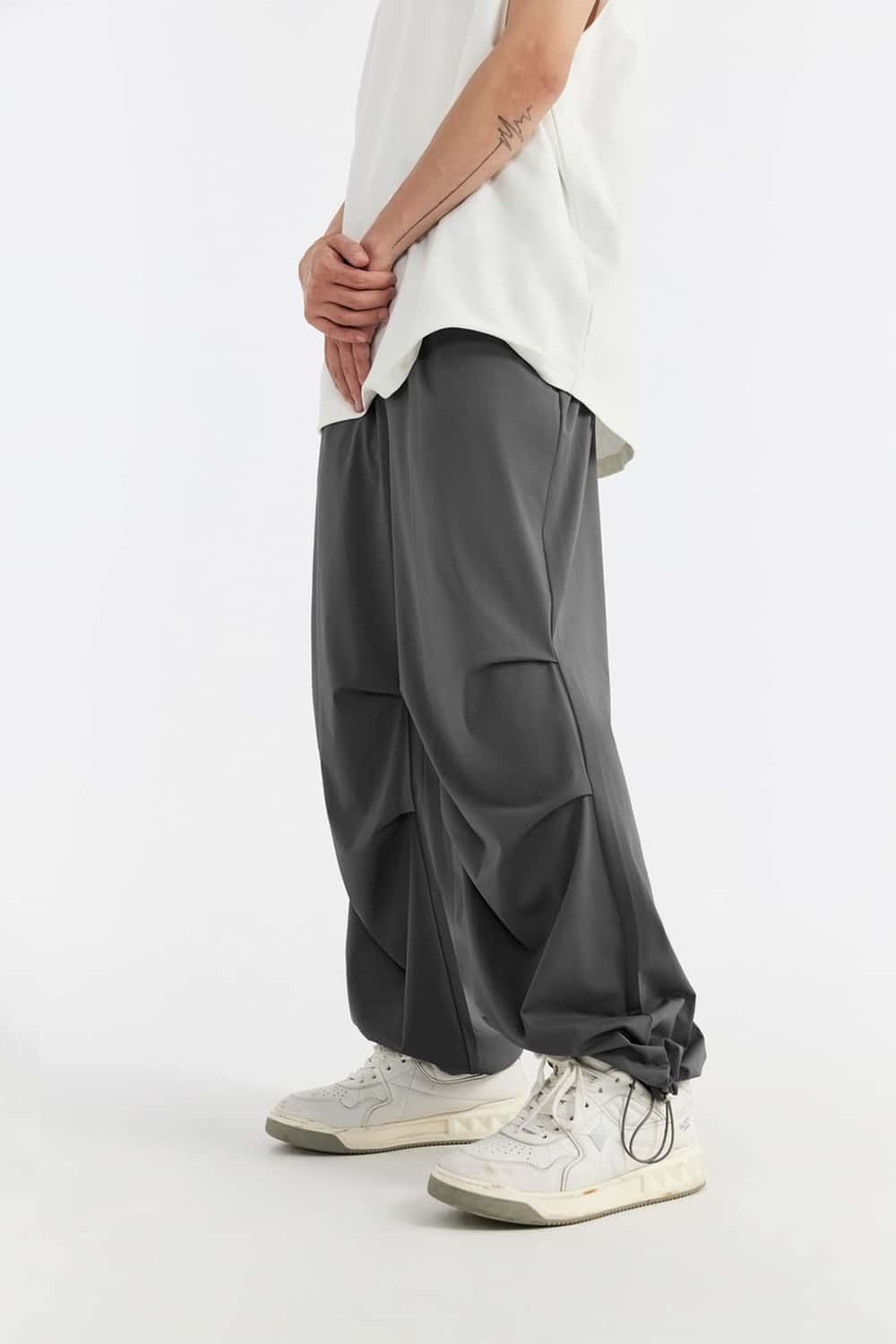 Cool-Touch Parachute Wide-Leg Pants - Charcoal