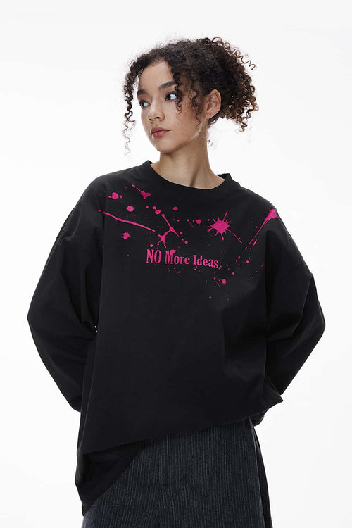 Splatter Graphic Long-Sleeve T-Shirt - Black