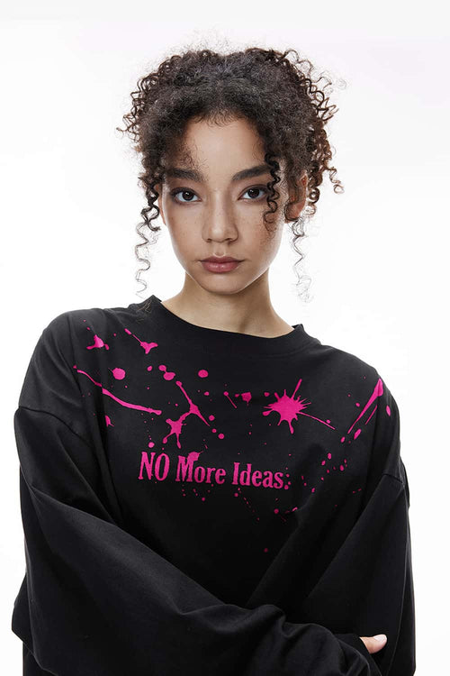 Splatter Graphic Long-Sleeve T-Shirt - Black