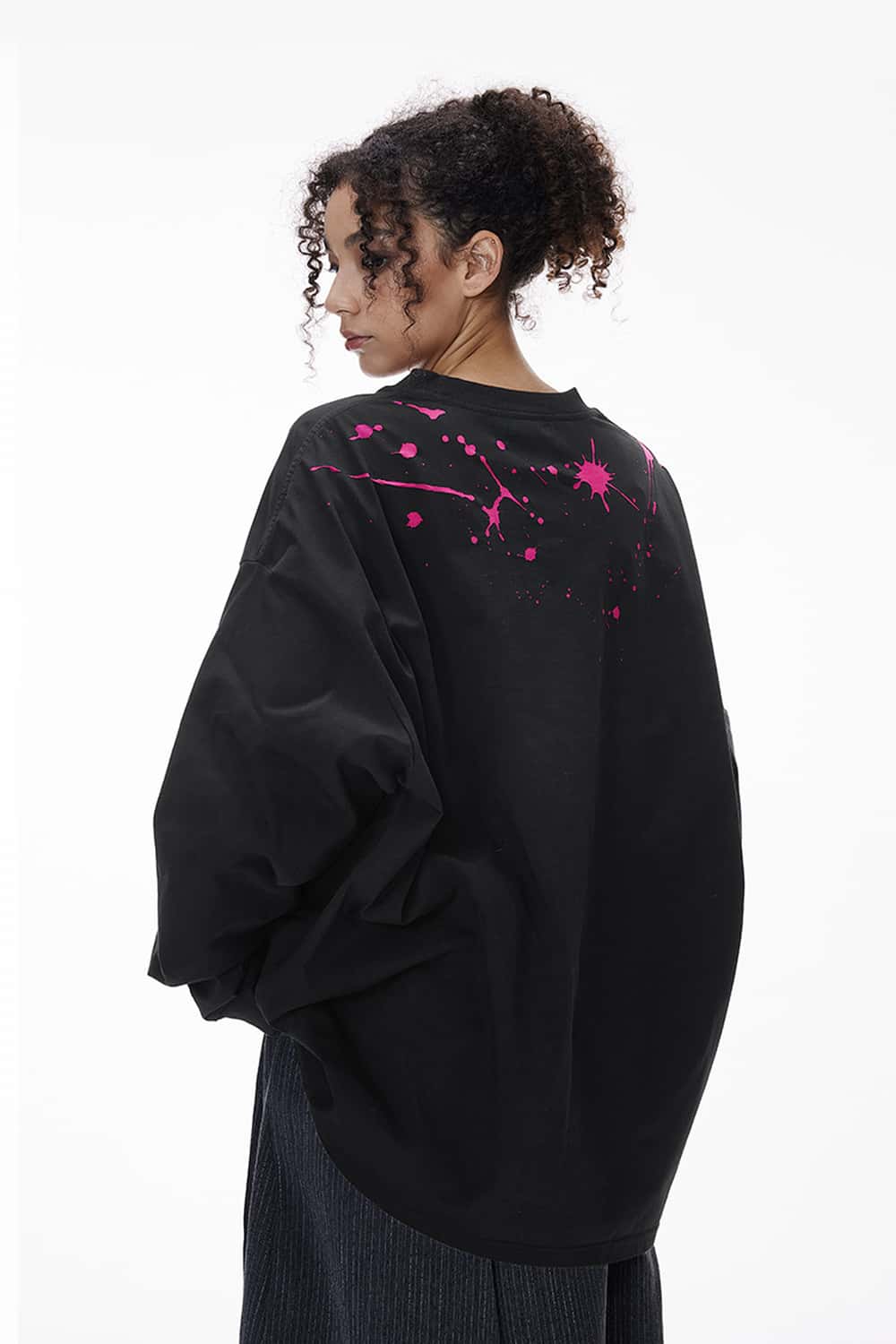 Splatter Graphic Long-Sleeve T-Shirt - Black