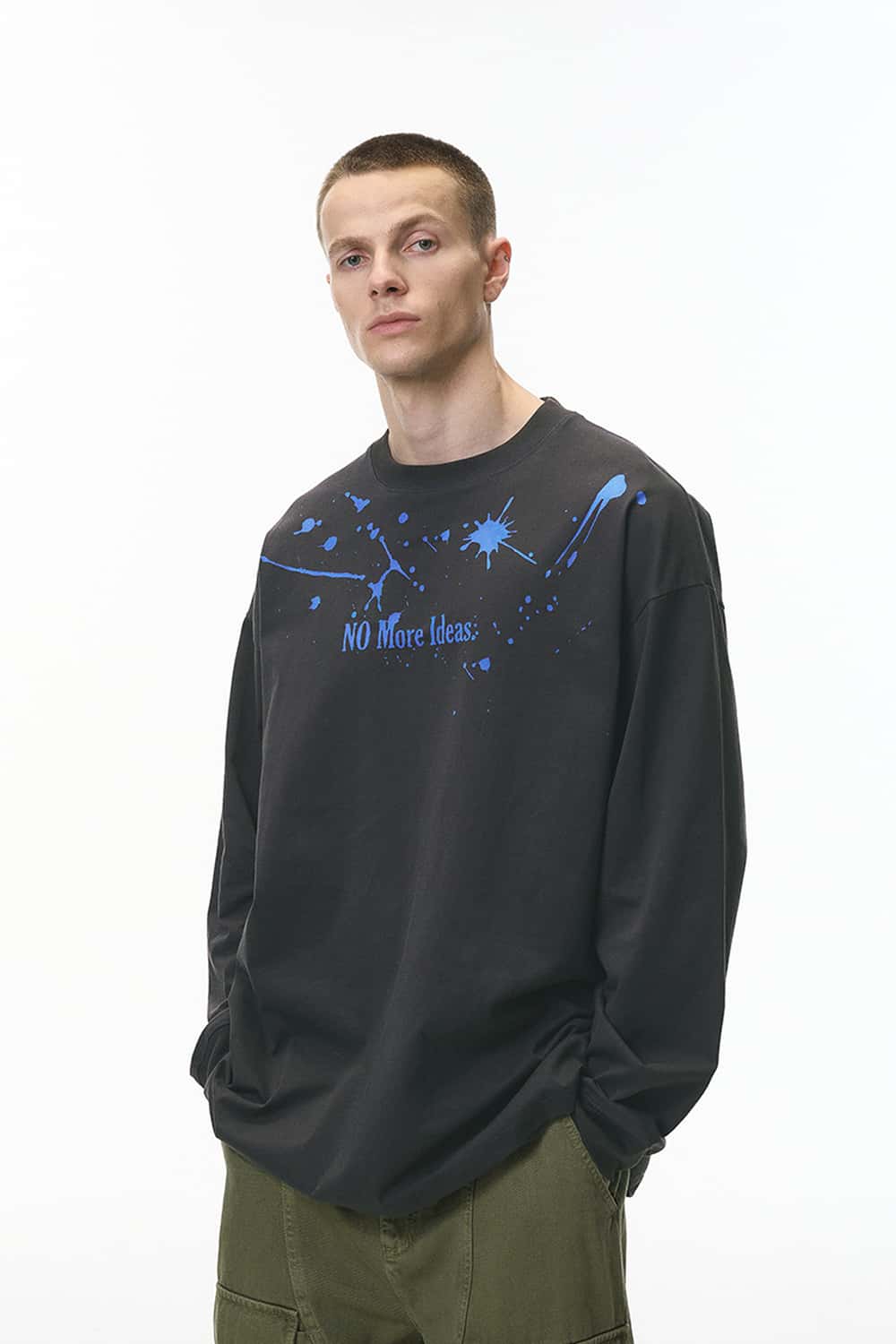 Splatter Graphic Long-Sleeve T-Shirt - Dark Gray