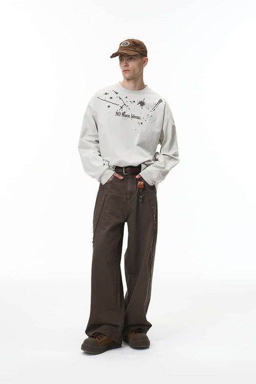 Splatter Graphic Long-Sleeve T-Shirt - Light Gray