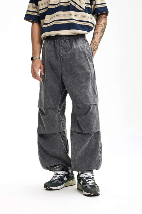 Snow-Washed Utility Jogger Pants - Gray
