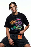 Graffiti Graphic Loose T-Shirt - Black