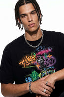 Graffiti Graphic Loose T-Shirt - Black
