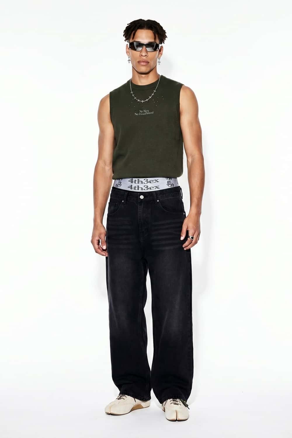 Washed Five-Pocket Straight Jeans - Charcoal Gray