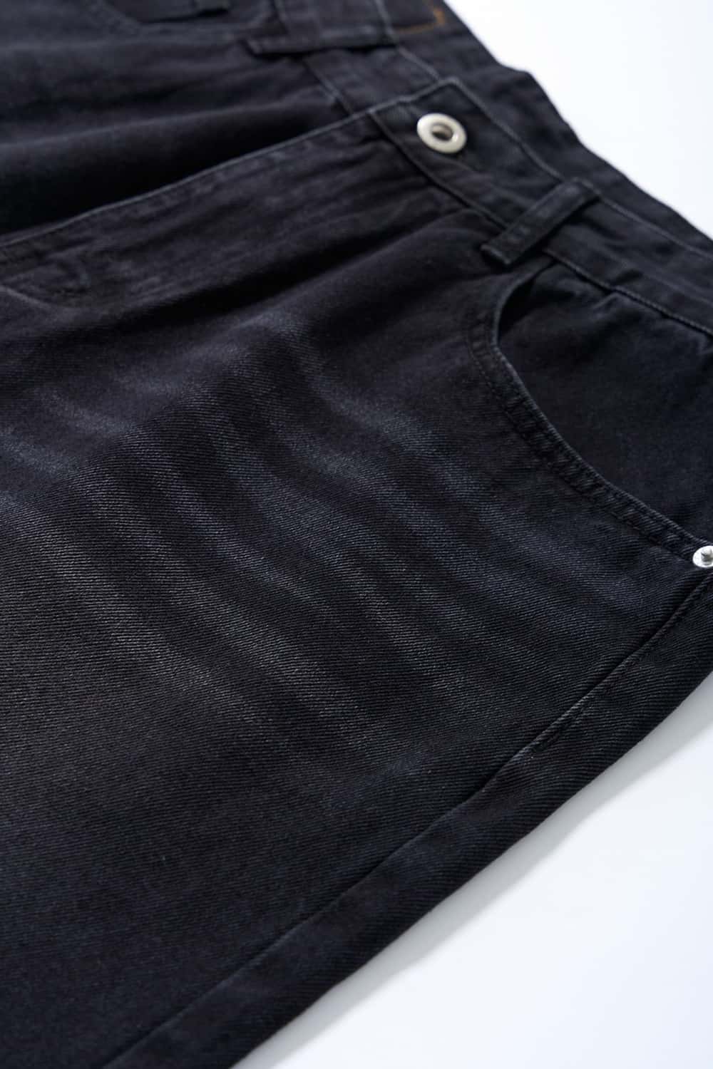 Washed Five-Pocket Straight Jeans - Charcoal Gray