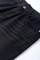 Washed Five-Pocket Straight Jeans - Charcoal Gray