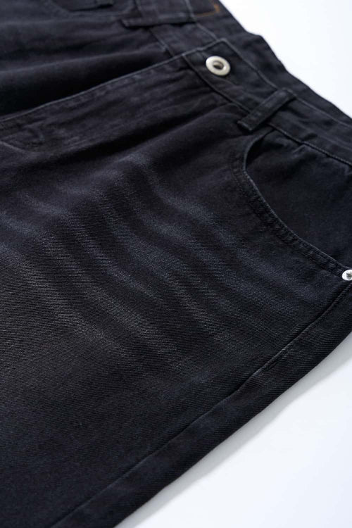 Washed Five-Pocket Straight Jeans - Charcoal Gray