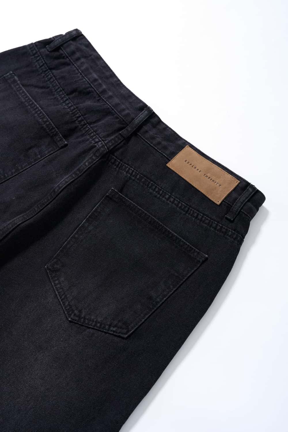 Washed Five-Pocket Straight Jeans - Charcoal Gray