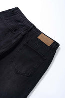 Washed Five-Pocket Straight Jeans - Charcoal Gray