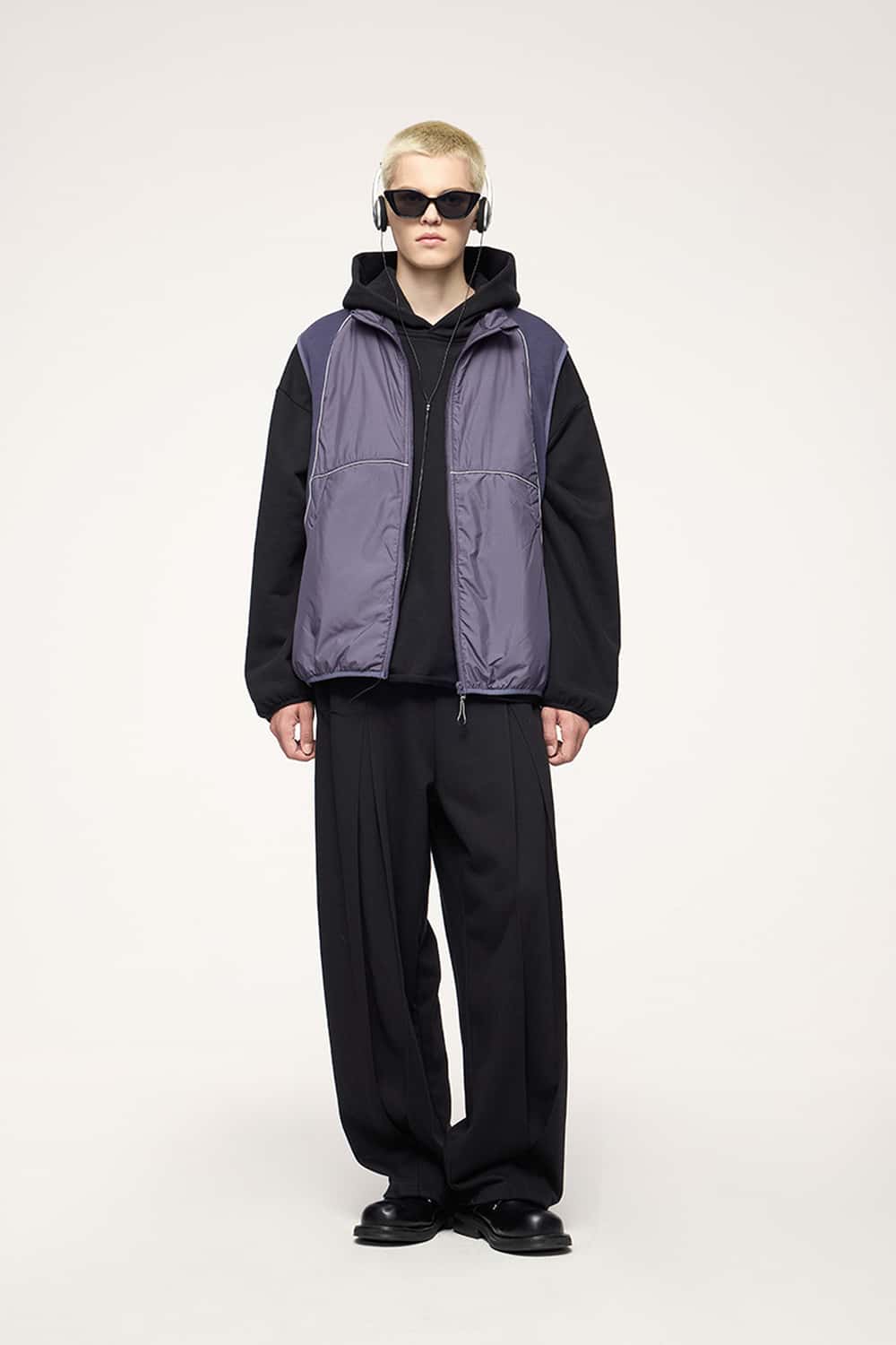 Pleated Wide-Leg Sweatpants - Active Black