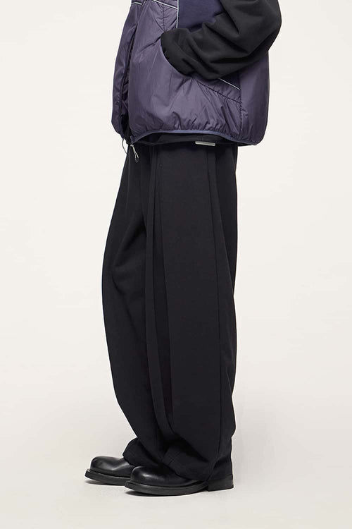 Pleated Wide-Leg Sweatpants - Active Black