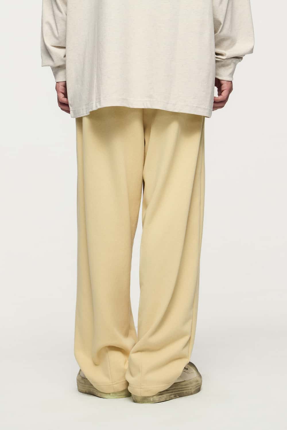 Pleated Wide-Leg Sweatpants - Khaki