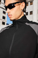 Water-Repellent Colorblock Short-Sleeve Jacket - Black