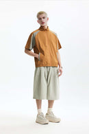Water-Repellent Colorblock Short-Sleeve Jacket - Brown