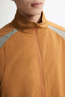 Water-Repellent Colorblock Short-Sleeve Jacket - Brown