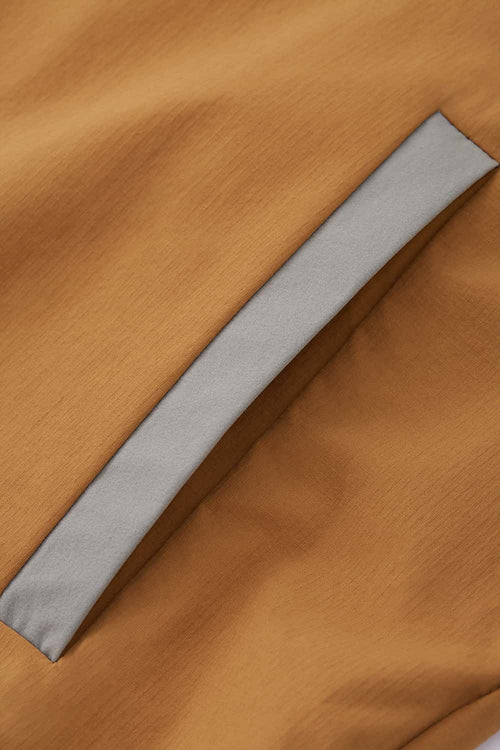 Water-Repellent Colorblock Short-Sleeve Jacket - Brown