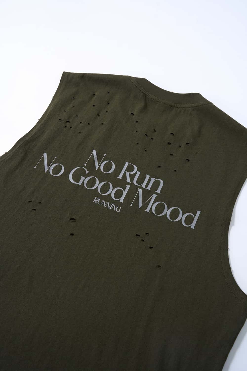 Distressed Graphic Sleeveless T-Shirt - Blackish Green