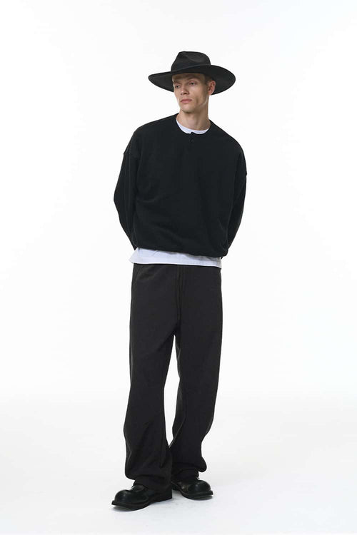 Heavyweight Curved-Seam Wide-Leg Sweatpants - Black