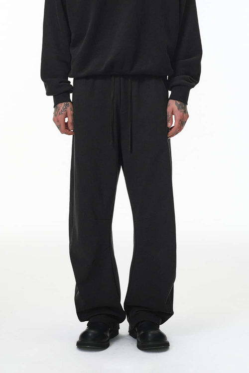 Heavyweight Curved-Seam Wide-Leg Sweatpants - Black