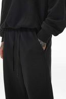 Heavyweight Curved-Seam Wide-Leg Sweatpants - Black