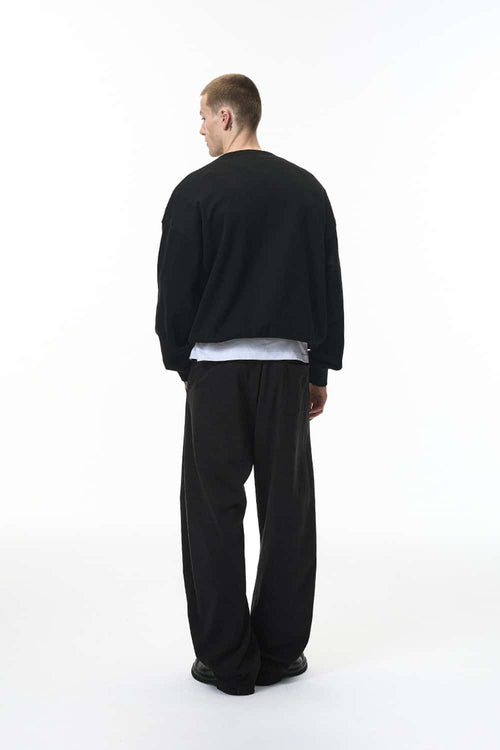 Heavyweight Curved-Seam Wide-Leg Sweatpants - Black