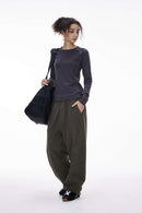 Heavyweight Curved-Seam Wide-Leg Sweatpants - Dark Gray