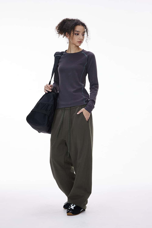 Heavyweight Curved-Seam Wide-Leg Sweatpants - Dark Gray