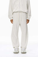 Heavyweight Curved-Seam Wide-Leg Sweatpants - Flower Gray